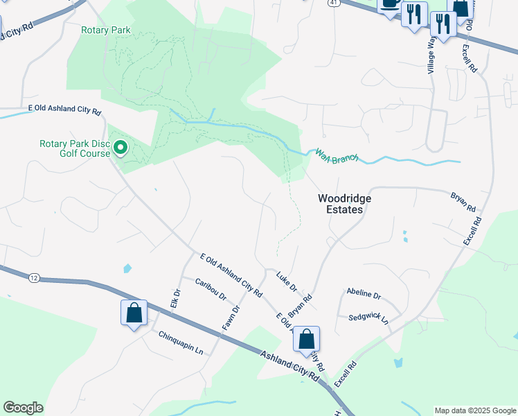 map of restaurants, bars, coffee shops, grocery stores, and more near 2650 Alex Overlook Way in Clarksville