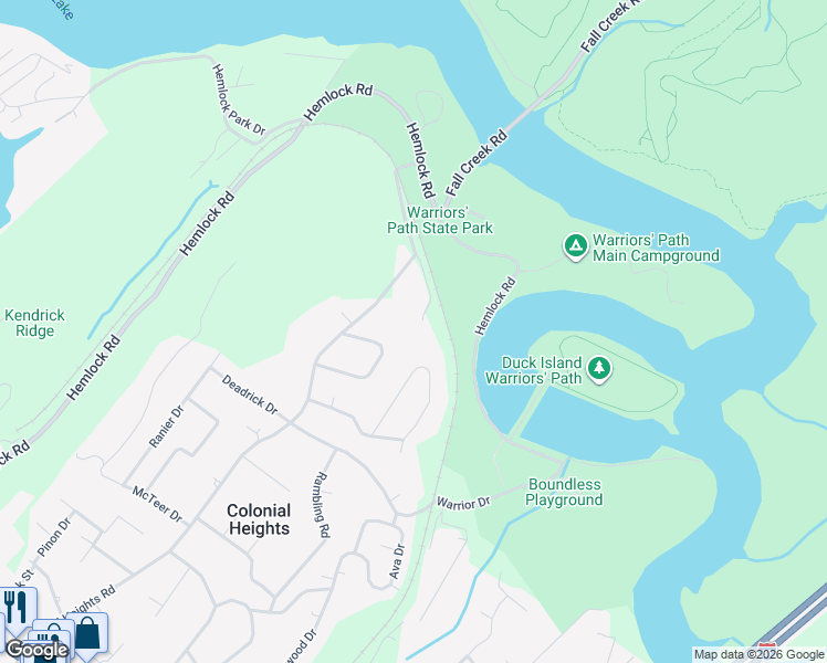 map of restaurants, bars, coffee shops, grocery stores, and more near 1003 Walton Road in Kingsport