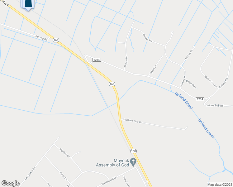 map of restaurants, bars, coffee shops, grocery stores, and more near North Carolina 168 in Moyock