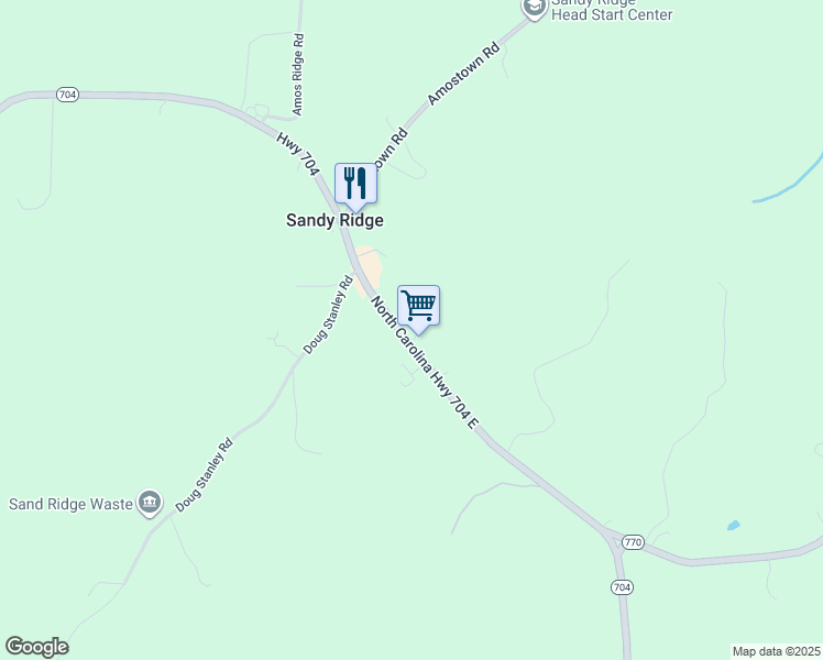 map of restaurants, bars, coffee shops, grocery stores, and more near 5061 North Carolina Highway 704 East in Sandy Ridge