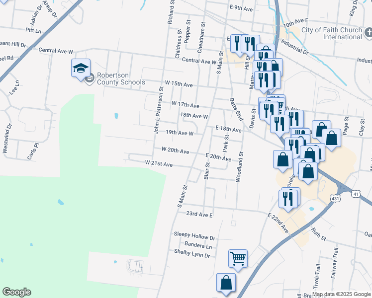 map of restaurants, bars, coffee shops, grocery stores, and more near 2015 South Main Street in Springfield