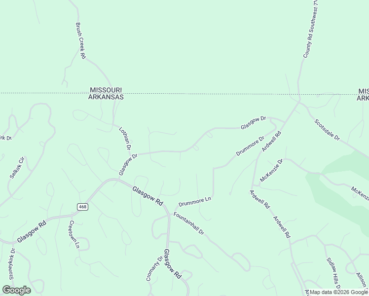map of restaurants, bars, coffee shops, grocery stores, and more near 41 Glasgow Drive in Bella Vista