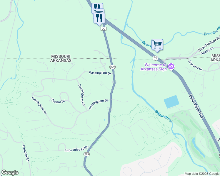 map of restaurants, bars, coffee shops, grocery stores, and more near 2 Belvoir Lane in Bella Vista