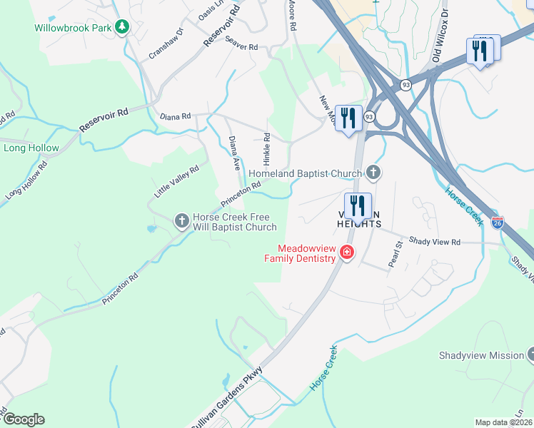 map of restaurants, bars, coffee shops, grocery stores, and more near 238 Sherry Street in Kingsport