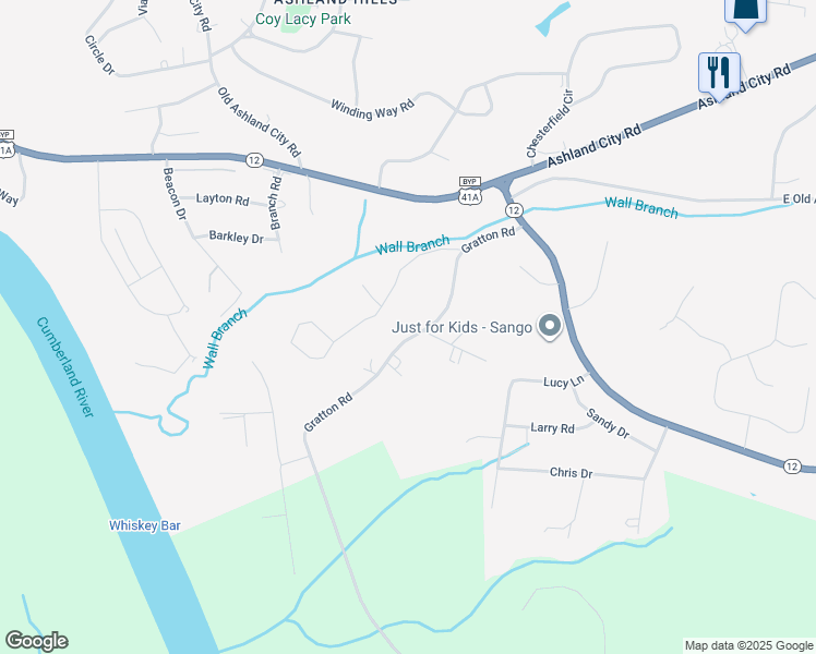 map of restaurants, bars, coffee shops, grocery stores, and more near 976 Gratton Road in Clarksville