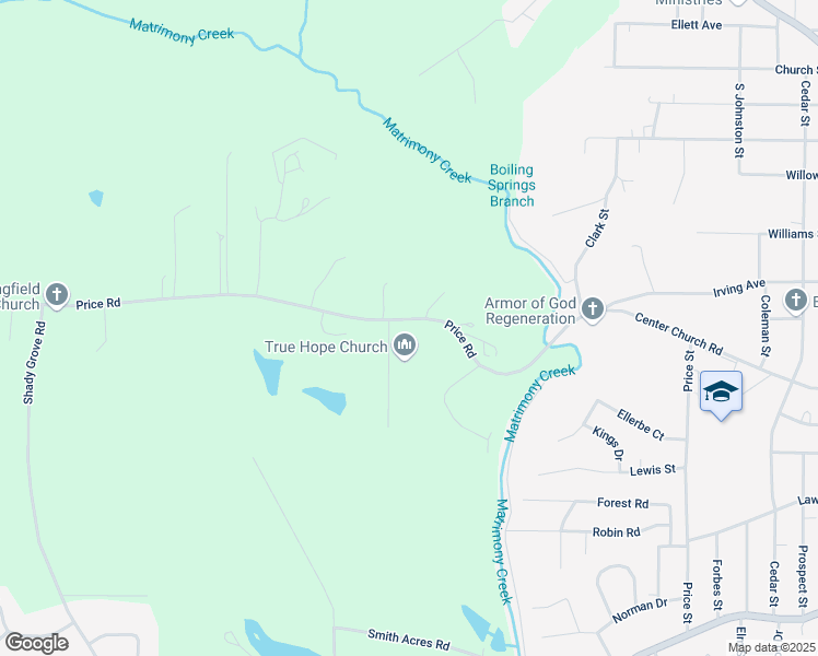 map of restaurants, bars, coffee shops, grocery stores, and more near 1592 Price Road in Eden
