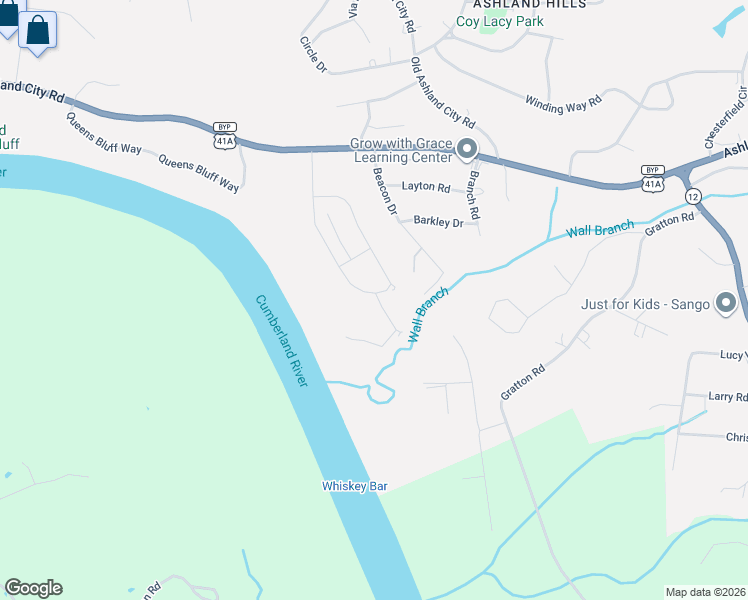 map of restaurants, bars, coffee shops, grocery stores, and more near 920 Beacon Drive in Clarksville