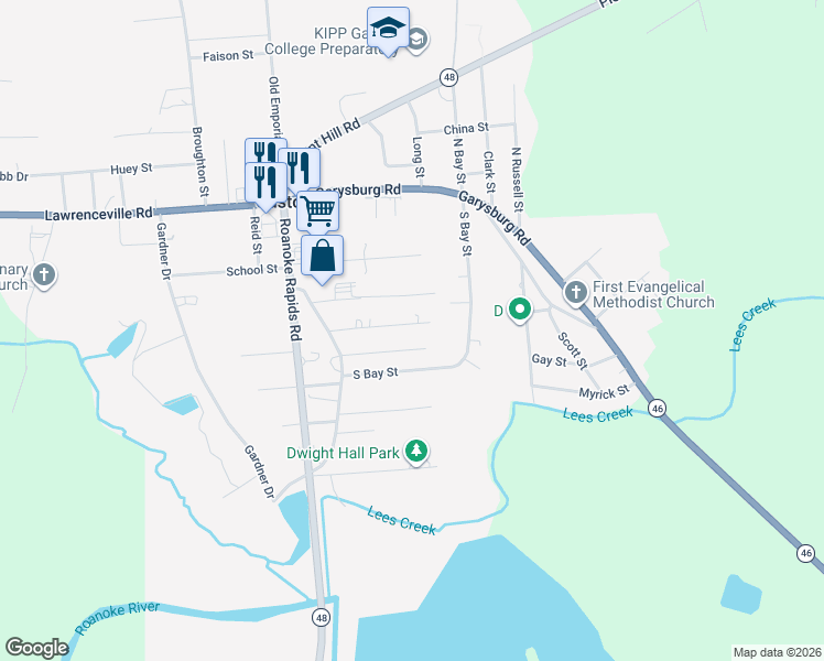 map of restaurants, bars, coffee shops, grocery stores, and more near 224 Gate Street in Gaston