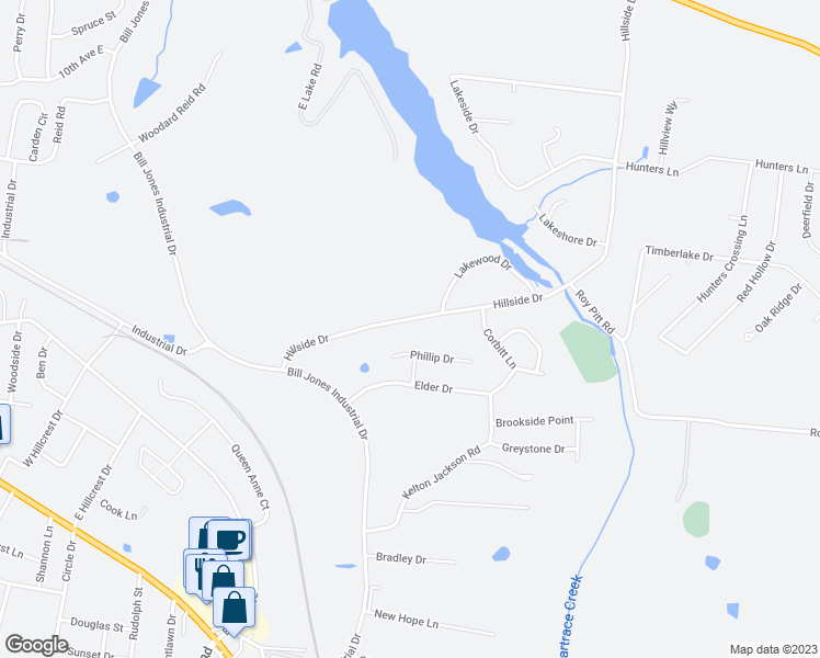 map of restaurants, bars, coffee shops, grocery stores, and more near 1244 Hillside Drive in Springfield