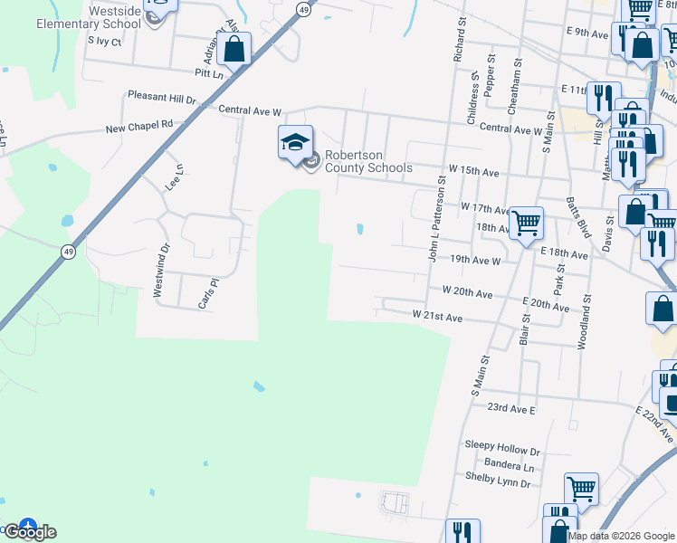 map of restaurants, bars, coffee shops, grocery stores, and more near 442 19th Avenue West in Springfield