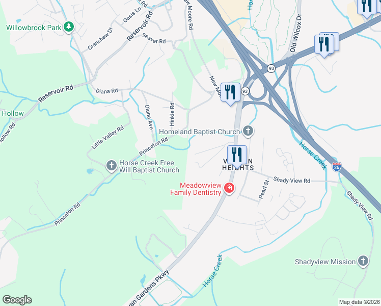 map of restaurants, bars, coffee shops, grocery stores, and more near 238 Sherry Street in Kingsport