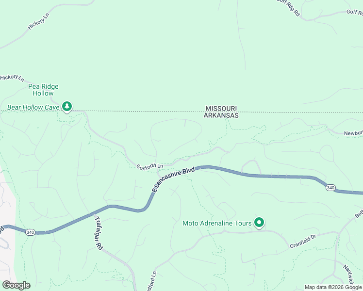 map of restaurants, bars, coffee shops, grocery stores, and more near Gainford Drive in Bella Vista