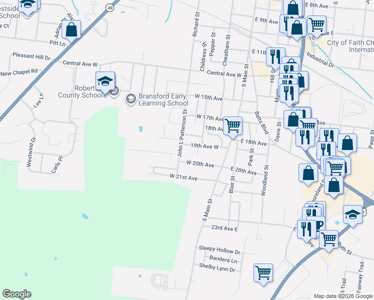map of restaurants, bars, coffee shops, grocery stores, and more near 1905 John L Patterson Street in Springfield