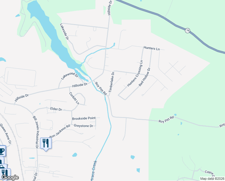 map of restaurants, bars, coffee shops, grocery stores, and more near 817 Hunters Crossing Lane in Springfield