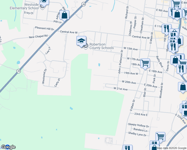 map of restaurants, bars, coffee shops, grocery stores, and more near 442 19th Avenue West in Springfield