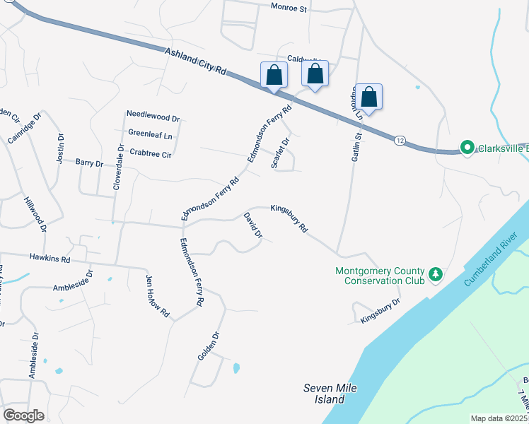 map of restaurants, bars, coffee shops, grocery stores, and more near 706 Kingsbury Road in Clarksville