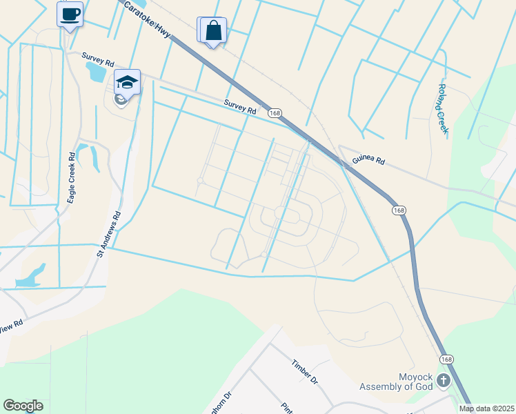 map of restaurants, bars, coffee shops, grocery stores, and more near 1059 Caratoke Highway in Moyock