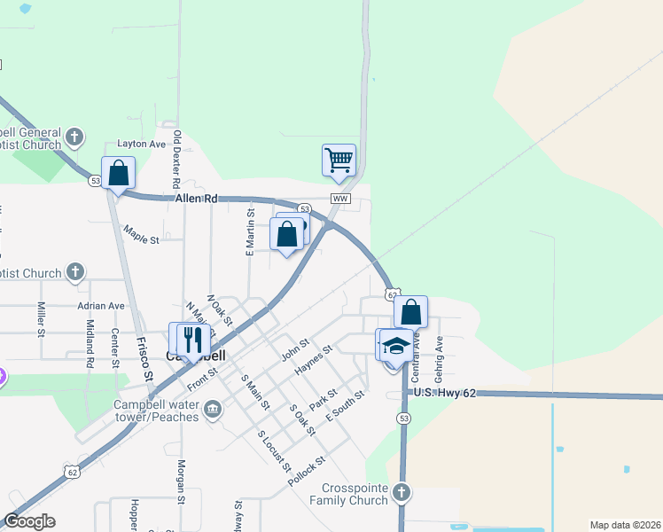 map of restaurants, bars, coffee shops, grocery stores, and more near 637 Grand Avenue in Campbell