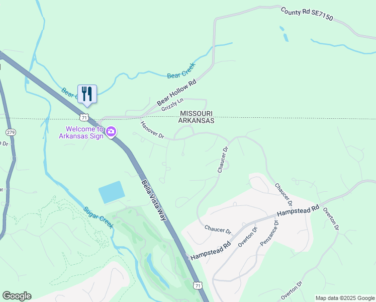 map of restaurants, bars, coffee shops, grocery stores, and more near 14 Redruth Lane in Bella Vista