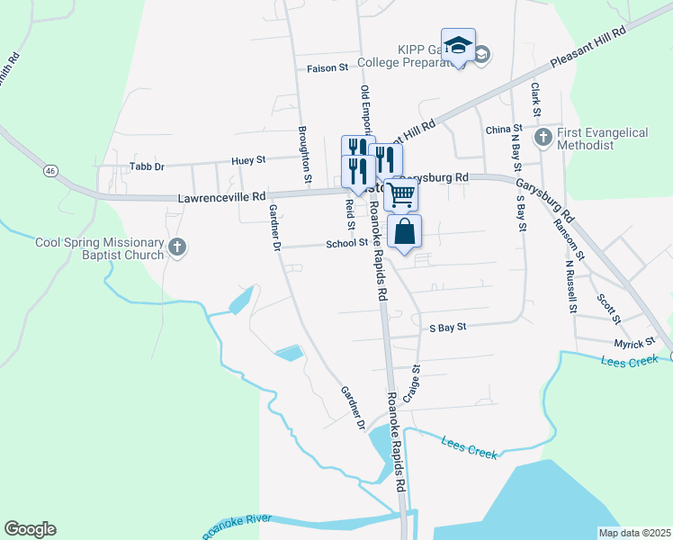 map of restaurants, bars, coffee shops, grocery stores, and more near 113 North Carolina 48 in Gaston