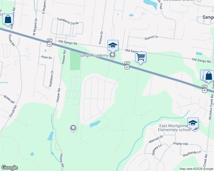 map of restaurants, bars, coffee shops, grocery stores, and more near 1416 Hereford Boulevard in Clarksville