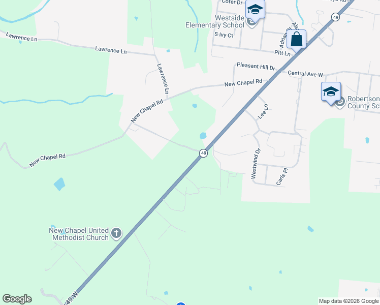 map of restaurants, bars, coffee shops, grocery stores, and more near 5140 Tennessee 49 in Springfield