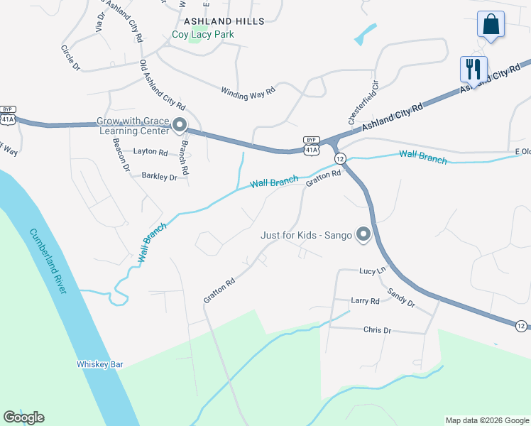 map of restaurants, bars, coffee shops, grocery stores, and more near 976 Gratton Road in Clarksville