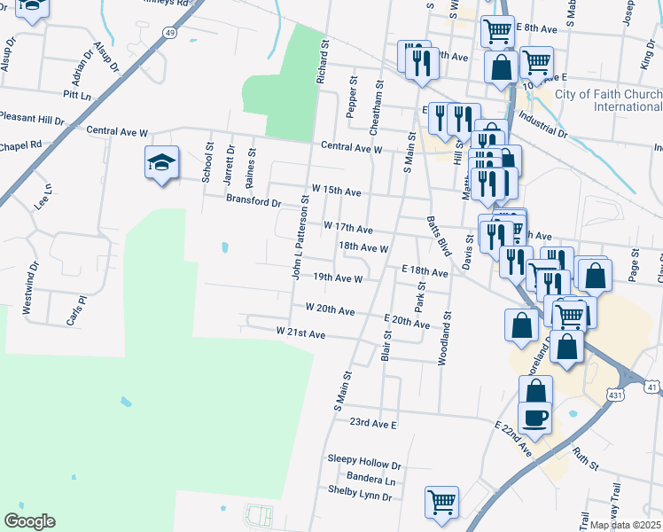 map of restaurants, bars, coffee shops, grocery stores, and more near 1908 Rice Street in Springfield