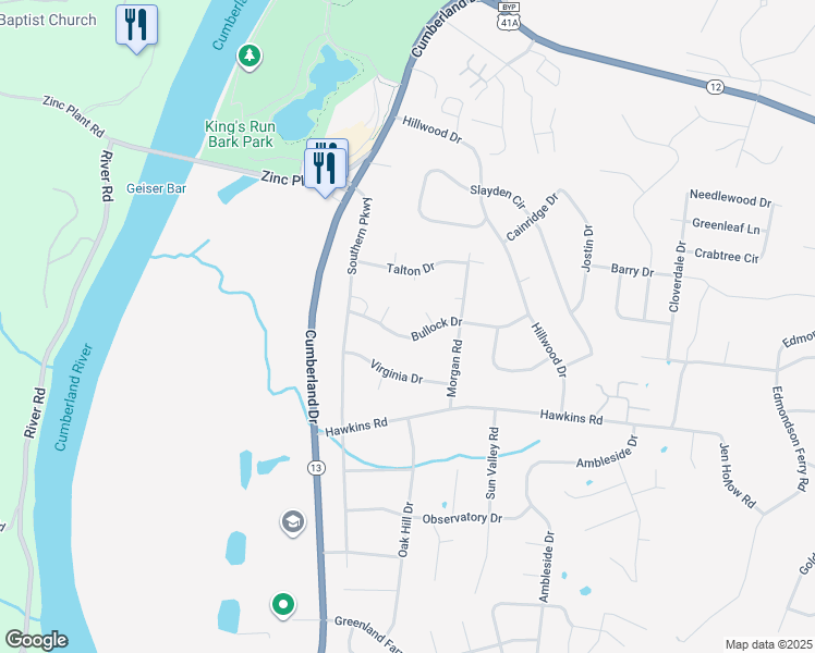 map of restaurants, bars, coffee shops, grocery stores, and more near 115 Morgan Court in Clarksville