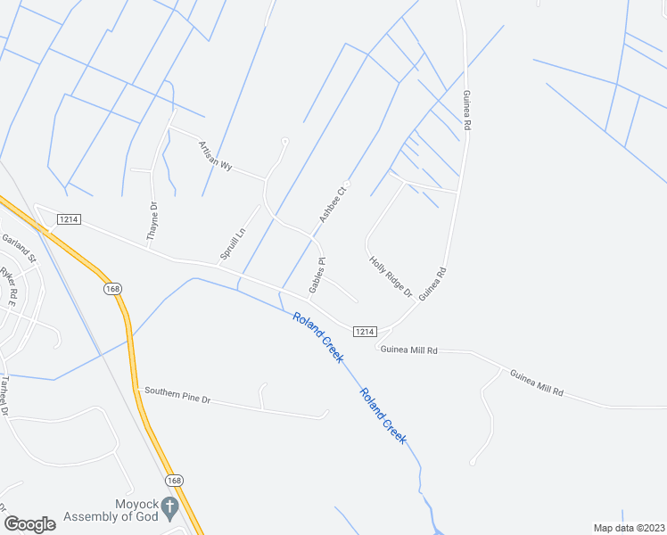 map of restaurants, bars, coffee shops, grocery stores, and more near 418 Guinea Road in Moyock