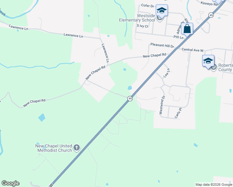map of restaurants, bars, coffee shops, grocery stores, and more near 5140 Tennessee 49 in Springfield