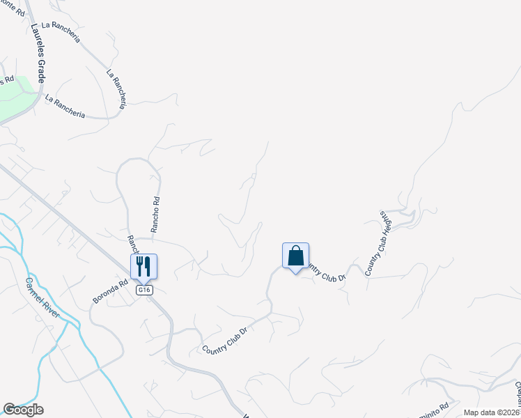 map of restaurants, bars, coffee shops, grocery stores, and more near 13330 Middle Canyon Road in Carmel Valley