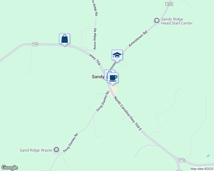 map of restaurants, bars, coffee shops, grocery stores, and more near 4942 North Carolina Highway 704 East in Sandy Ridge