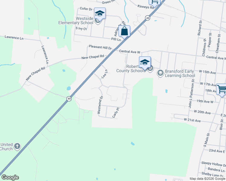 map of restaurants, bars, coffee shops, grocery stores, and more near 205 Westgate Drive in Springfield
