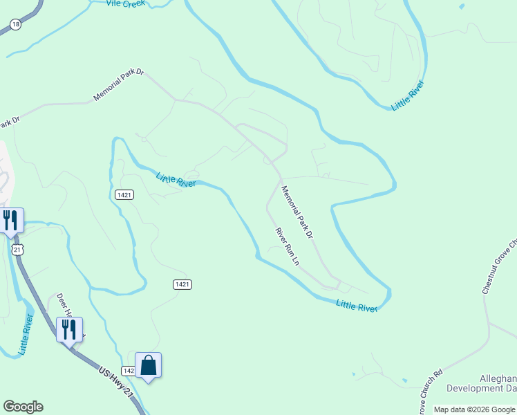 map of restaurants, bars, coffee shops, grocery stores, and more near 4K Alleghany Manor Road in Sparta