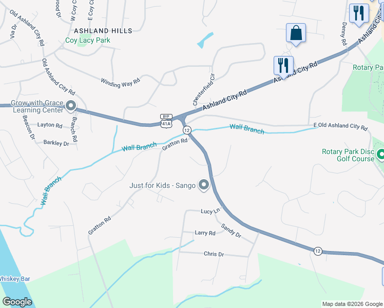 map of restaurants, bars, coffee shops, grocery stores, and more near 910 Douglas Lane in Clarksville