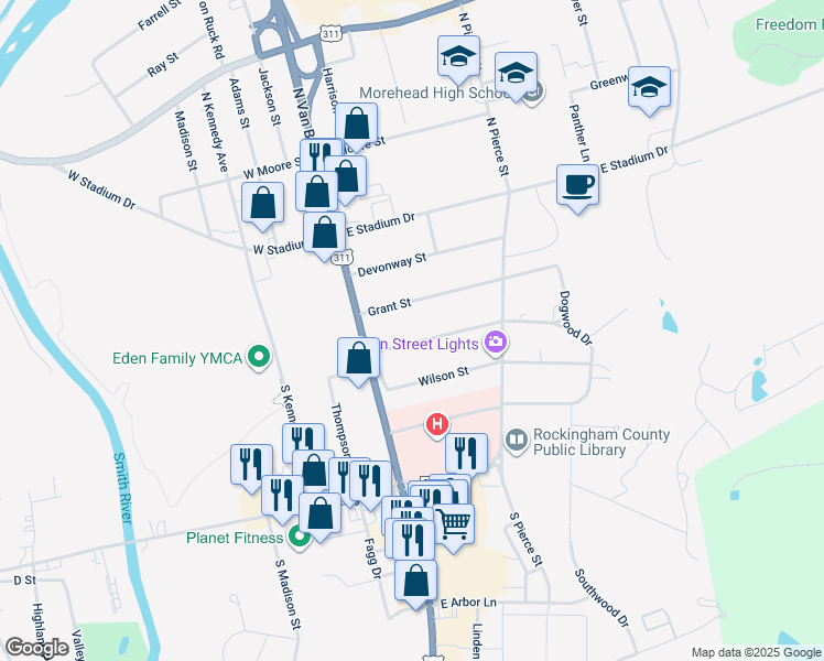 map of restaurants, bars, coffee shops, grocery stores, and more near 123 Taft Street in Eden