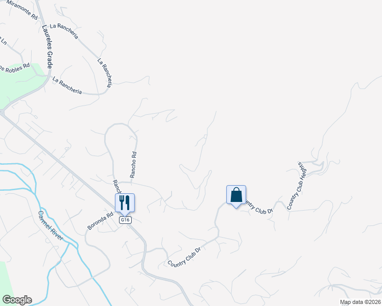 map of restaurants, bars, coffee shops, grocery stores, and more near 13369 Middle Canyon Road in Carmel Valley