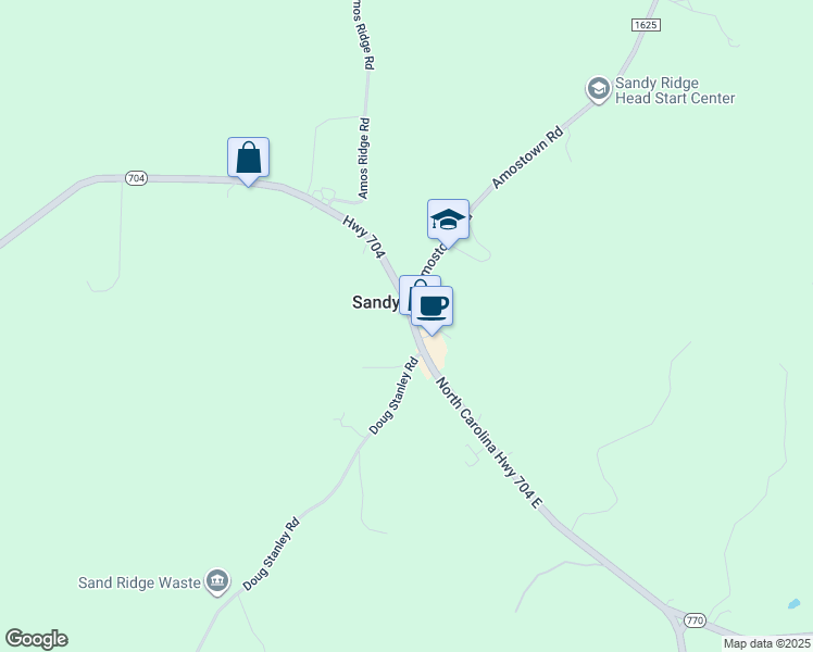 map of restaurants, bars, coffee shops, grocery stores, and more near 4942 North Carolina Highway 704 East in Sandy Ridge