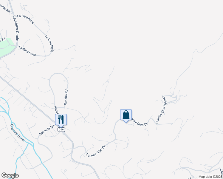 map of restaurants, bars, coffee shops, grocery stores, and more near 13330 Middle Canyon Road in Carmel Valley