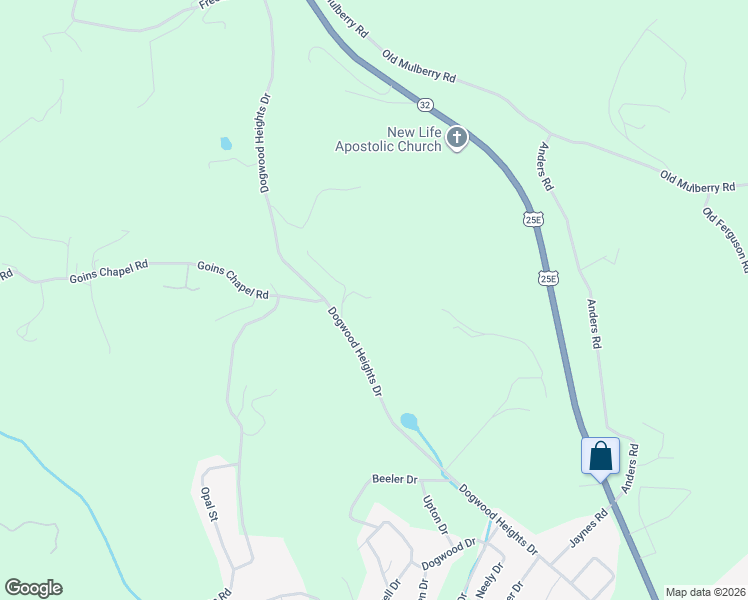 map of restaurants, bars, coffee shops, grocery stores, and more near 140 Bull Lane in Tazewell