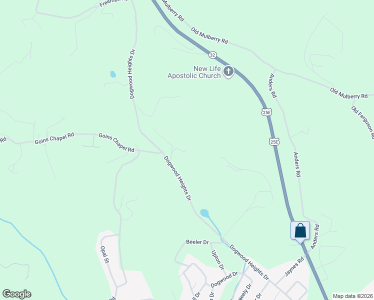 map of restaurants, bars, coffee shops, grocery stores, and more near 140 Bull Lane in Tazewell