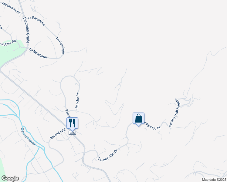 map of restaurants, bars, coffee shops, grocery stores, and more near 13399 Middle Canyon Road in Carmel Valley