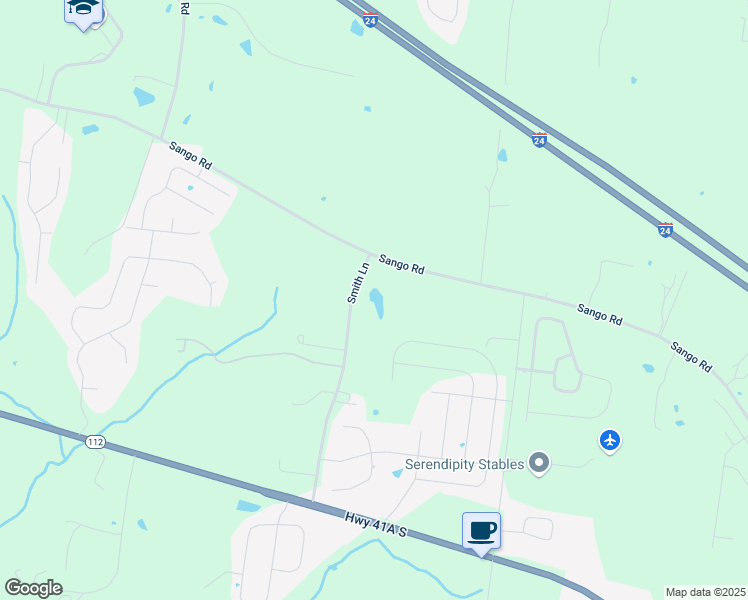 map of restaurants, bars, coffee shops, grocery stores, and more near 251-399 Smith Lane in Clarksville