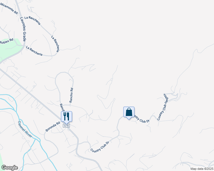 map of restaurants, bars, coffee shops, grocery stores, and more near 13399 Middle Canyon Road in Carmel Valley