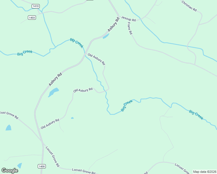 map of restaurants, bars, coffee shops, grocery stores, and more near 1403 Old Asbury Road in Mount Airy