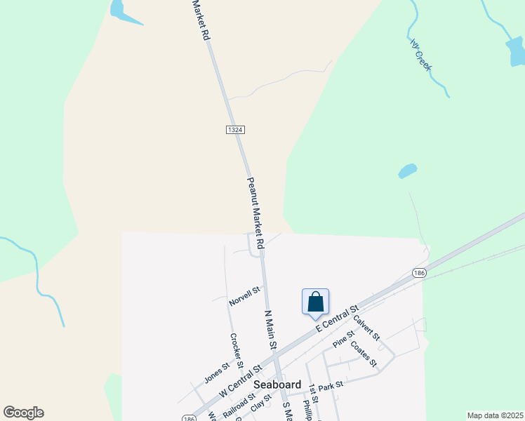 map of restaurants, bars, coffee shops, grocery stores, and more near 436 Peanut Market Road in Seaboard