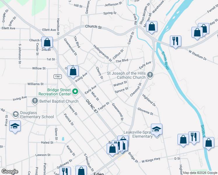 map of restaurants, bars, coffee shops, grocery stores, and more near 420 Greenwood Street in Eden