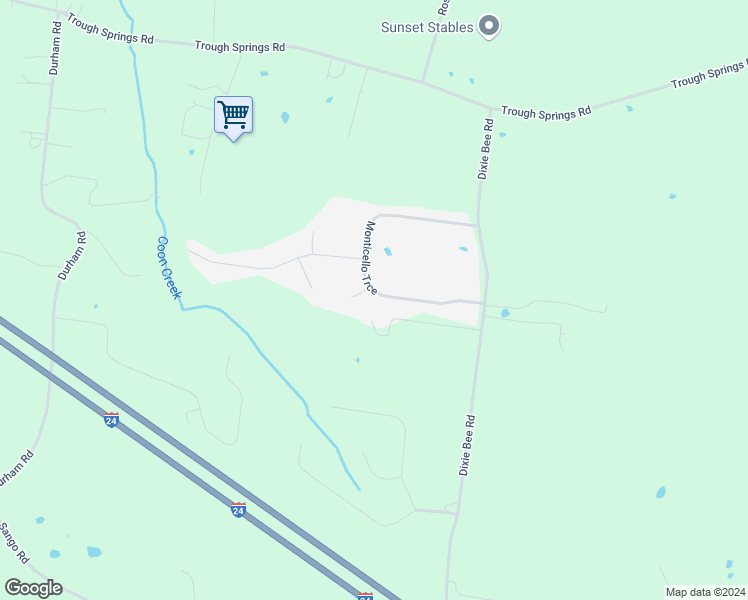 map of restaurants, bars, coffee shops, grocery stores, and more near 4399 Monticello Trce in Adams