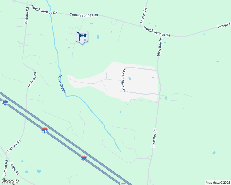 map of restaurants, bars, coffee shops, grocery stores, and more near 4411 Monticello Trce in Adams